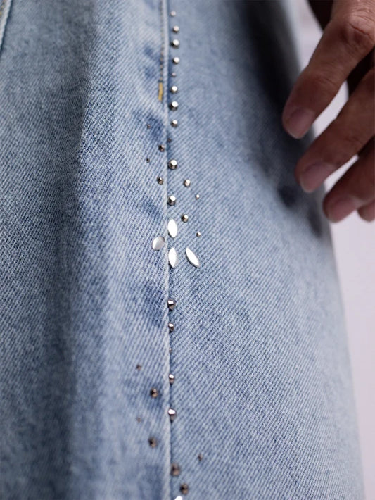 PLATED BAGGY PANTS