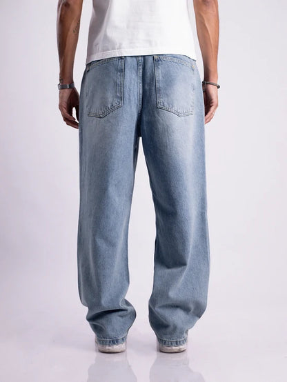 PLATED BAGGY PANTS