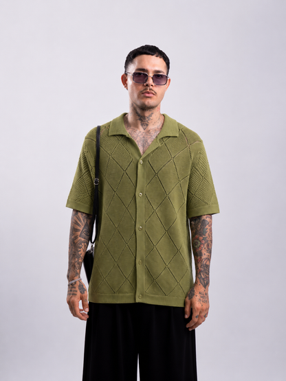 Polo Knit Diamond Olive