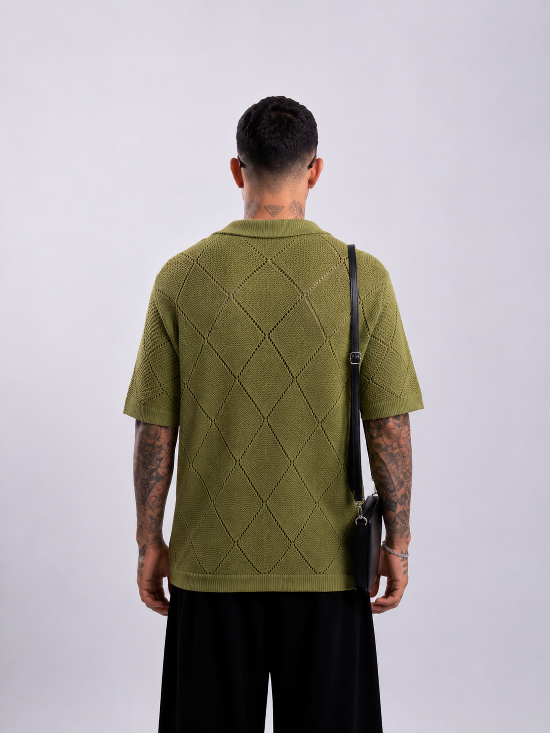 Polo Knit Diamond Olive