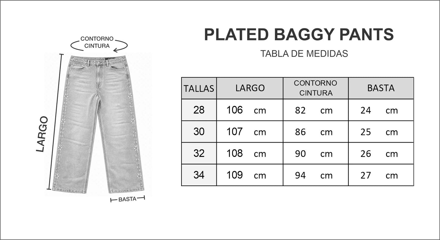 PLATED BAGGY PANTS