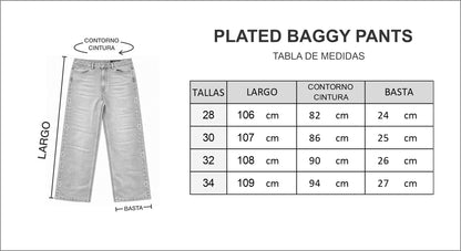 PLATED BAGGY PANTS